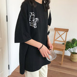 【トップス】シンプルゆったりアルファベットラウンドネック春夏Tシャツ