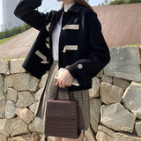 【アウター】シンプルスウィートラウンドカラー秋冬ショートアウター