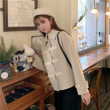 【アウター】シンプルスウィートラウンドカラー秋冬ショートアウター