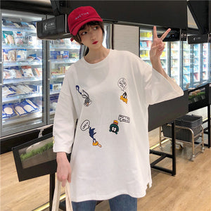 【トップス】韓国風カートゥーンプリントゆったりins短袖Tシャツ(^_−)☆