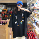 【トップス】韓国風カートゥーンプリントゆったりins短袖Tシャツ(^_−)☆